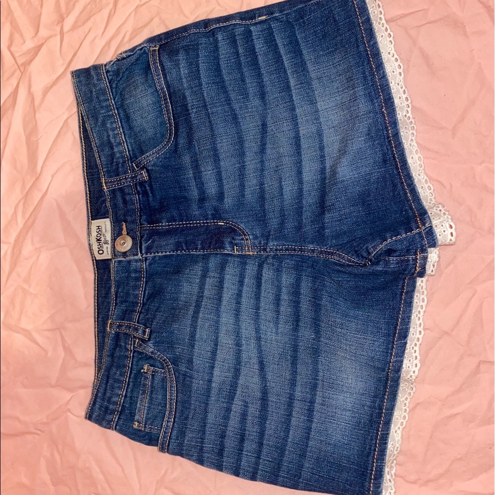 Lace Trim Denim Shorts